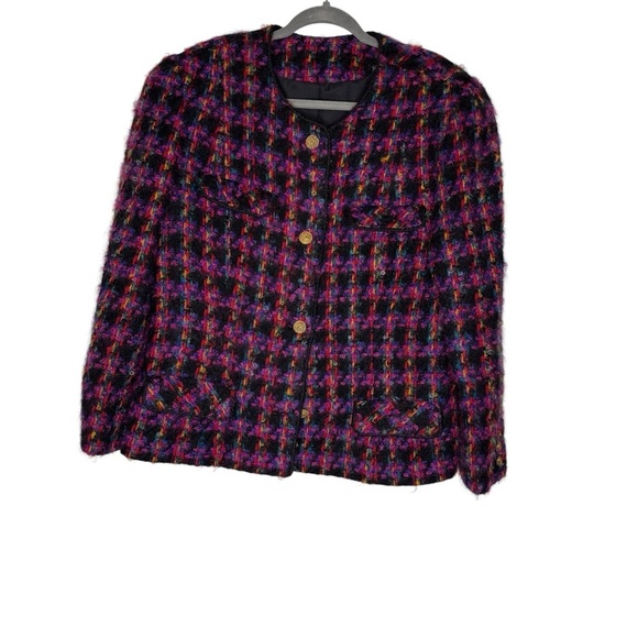 💜 Doncaster Multicolor Tweed Blazer Jacket Women’s Size Large 21” P2P 💜 - Picture 1 of 6